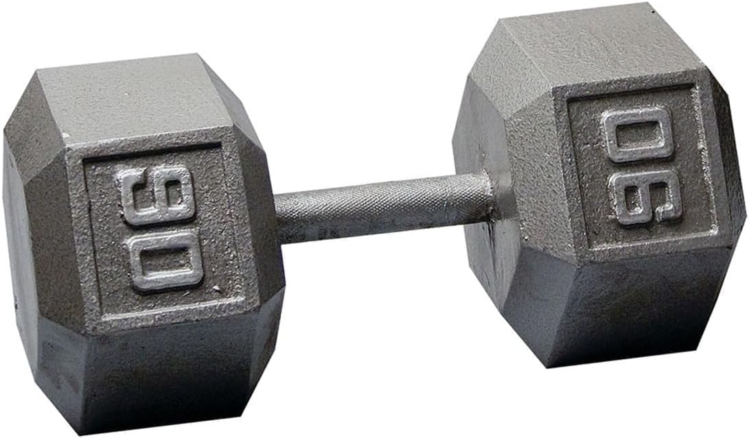 90 lb Metal Dumbbell, Black Non-Slip Strength Training Weight for Home Gym & Fitness