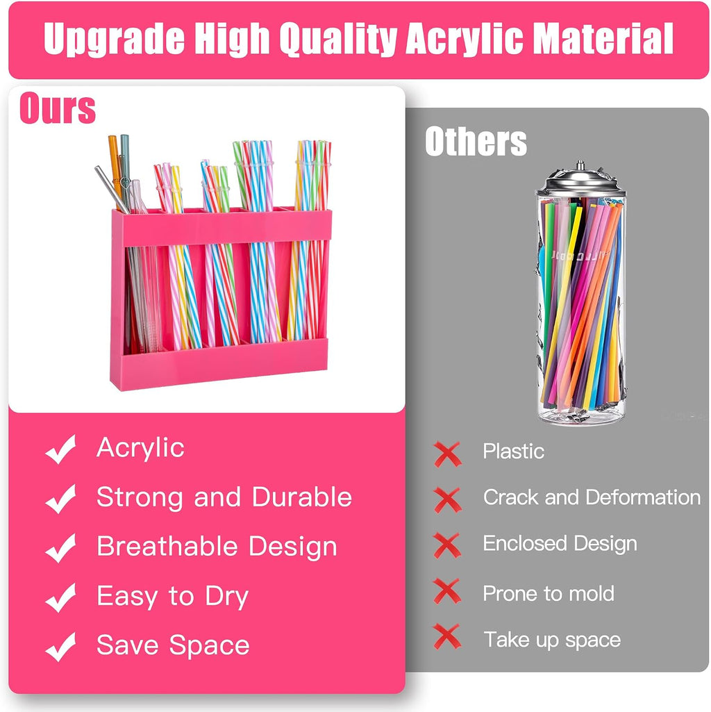 RBACTYES Hot Pink Acrylic Straw Holder, Cabinet Door Mounted Organizer