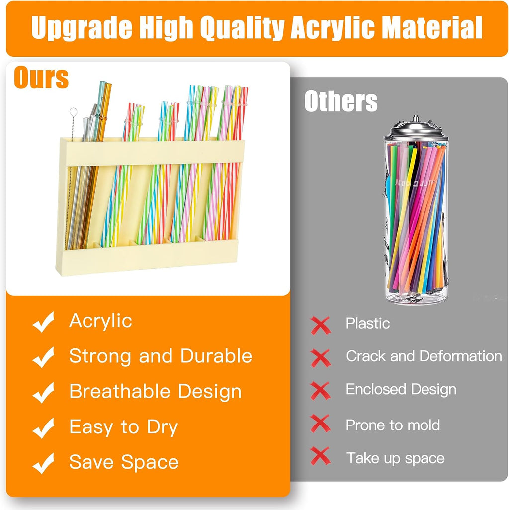 RBACTYES Beige Acrylic Straw Holder, Cabinet Door Mounted Organizer