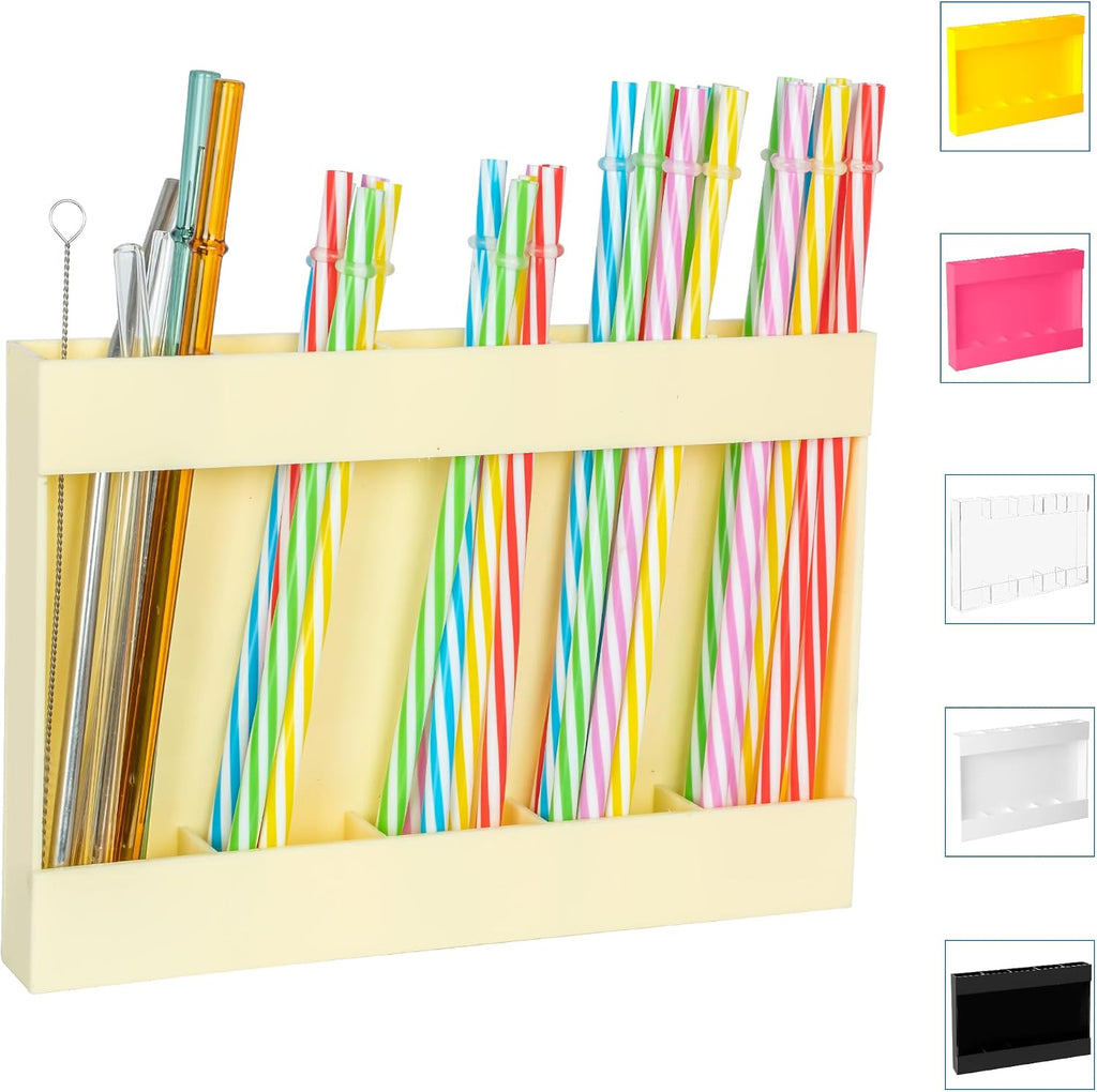 RBACTYES Beige Acrylic Straw Holder, Cabinet Door Mounted Organizer