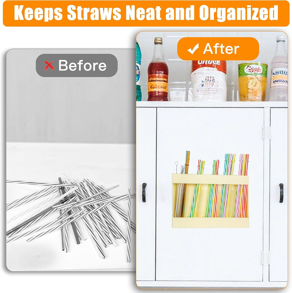 RBACTYES Beige Acrylic Straw Holder, Cabinet Door Mounted Organizer