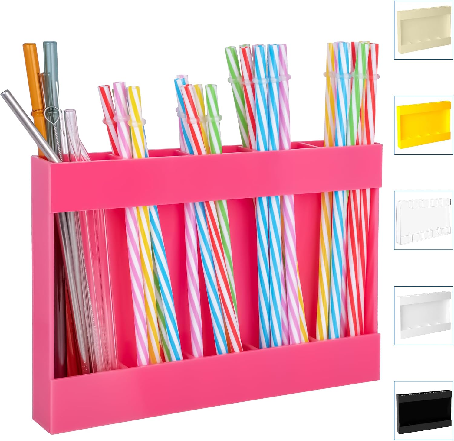 RBACTYES Hot Pink Acrylic Straw Holder, Cabinet Door Mounted Organizer