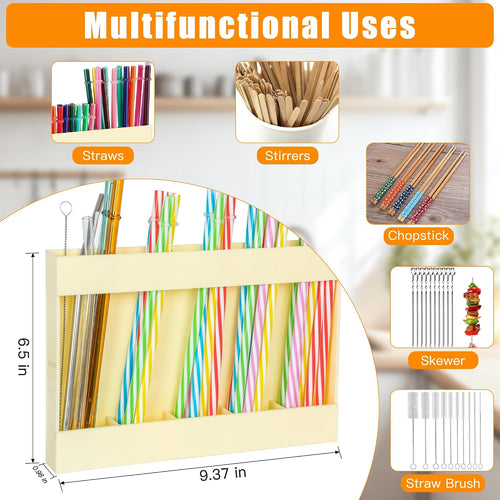 RBACTYES Beige Acrylic Straw Holder, Cabinet Door Mounted Organizer