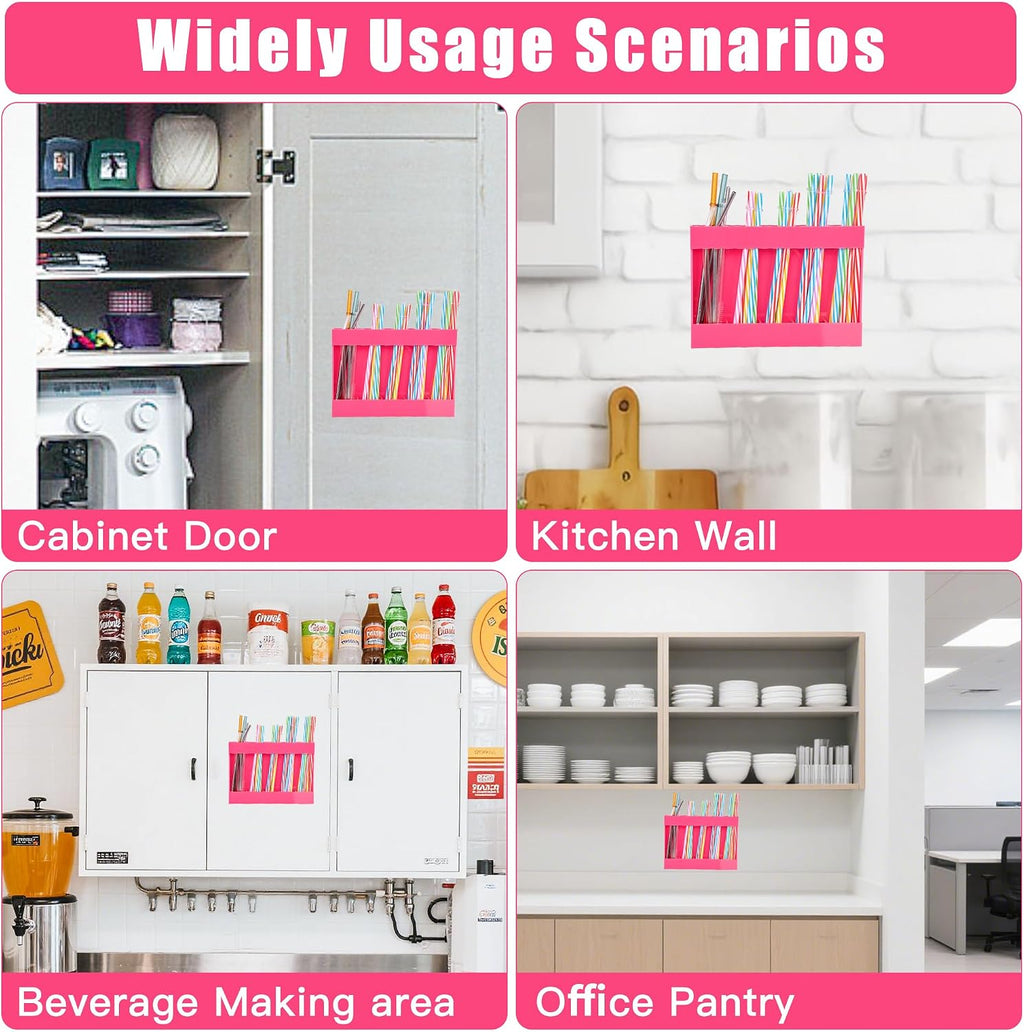RBACTYES Hot Pink Acrylic Straw Holder, Cabinet Door Mounted Organizer